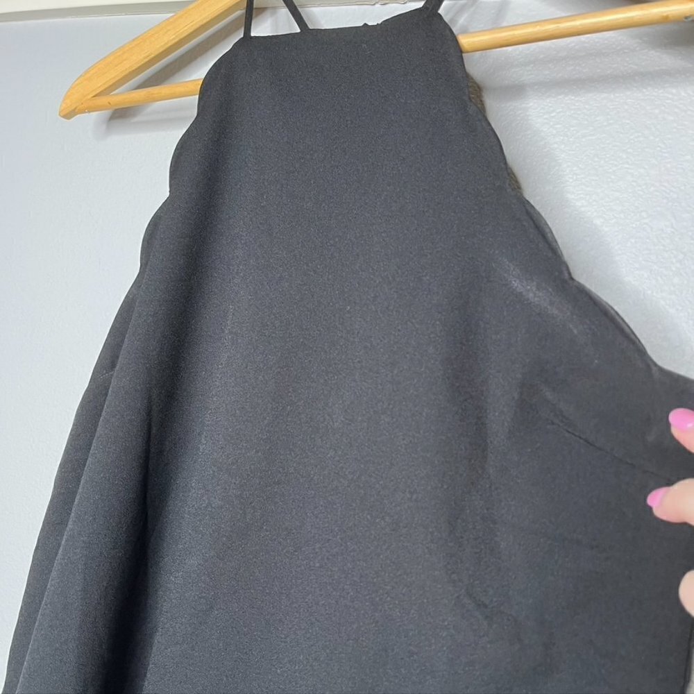 Lulu’s Halter Neck Sleeveless Dress Black Large Scalloped Back Zip L - Picture 2 of 9